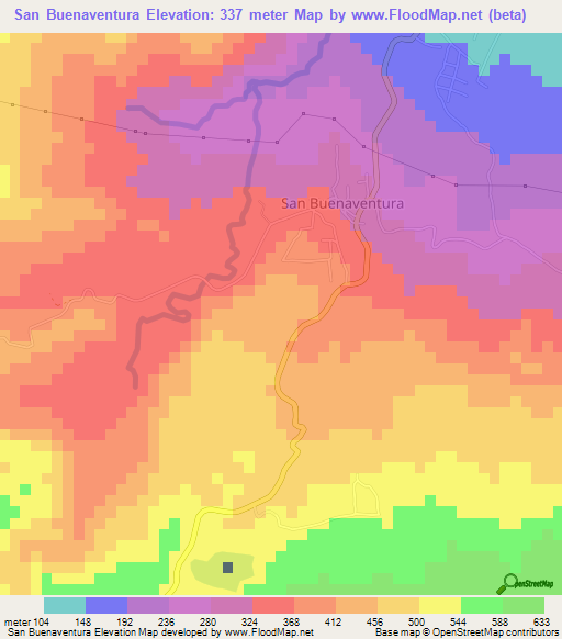 San Buenaventura,Honduras Elevation Map