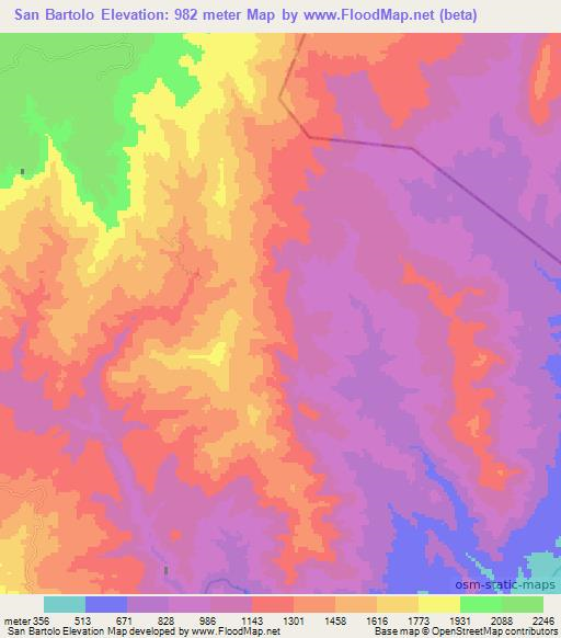 San Bartolo,Honduras Elevation Map