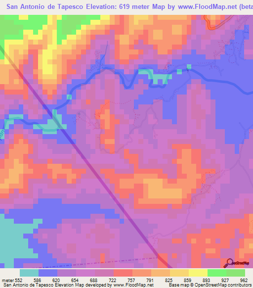 San Antonio de Tapesco,Honduras Elevation Map
