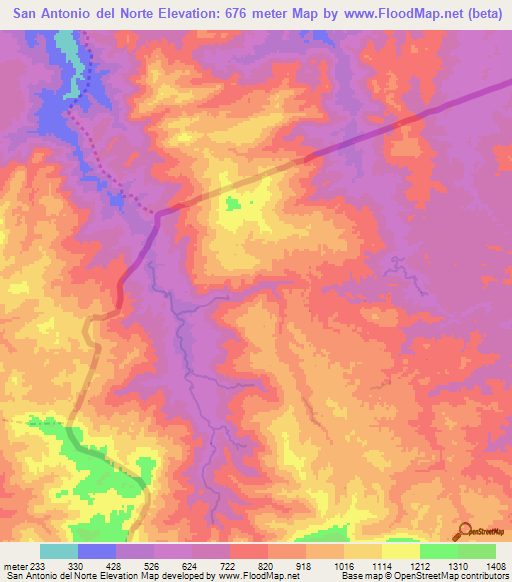 San Antonio del Norte,Honduras Elevation Map