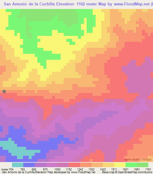 San Antonio de la Cuchilla,Honduras Elevation Map