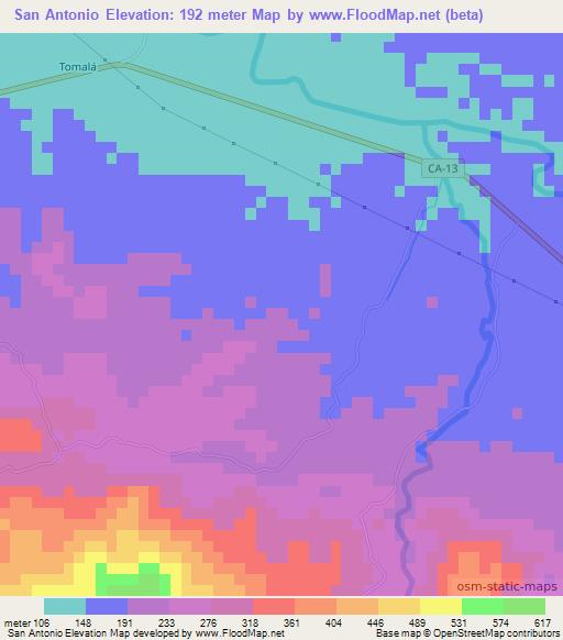 San Antonio,Honduras Elevation Map