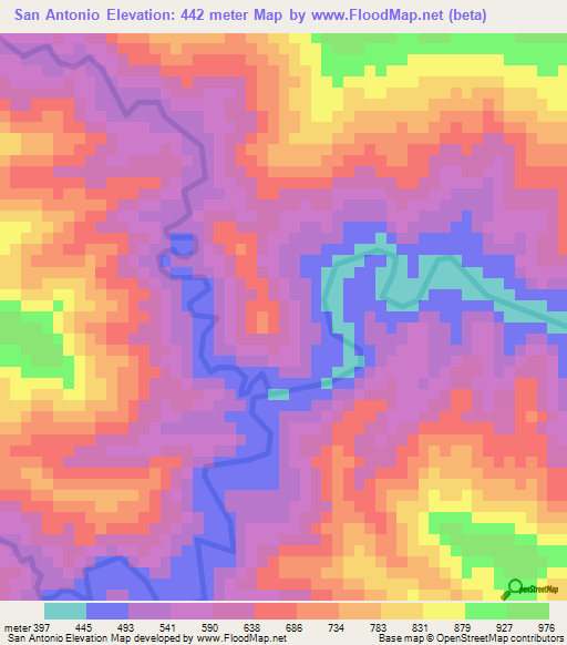 San Antonio,Honduras Elevation Map