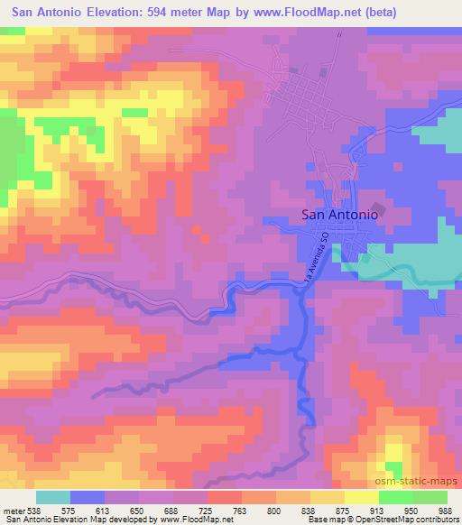 San Antonio,Honduras Elevation Map