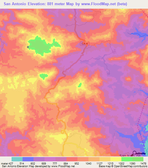 San Antonio,Honduras Elevation Map