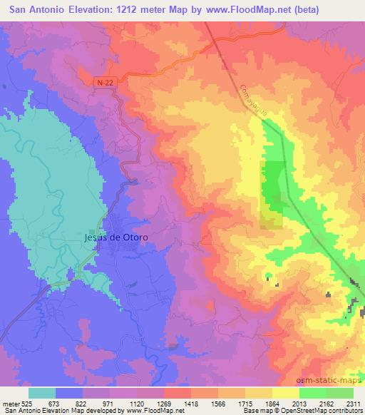 San Antonio,Honduras Elevation Map