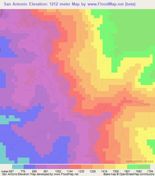 San Antonio,Honduras Elevation Map