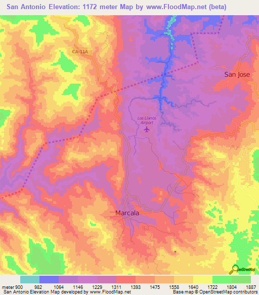 San Antonio,Honduras Elevation Map