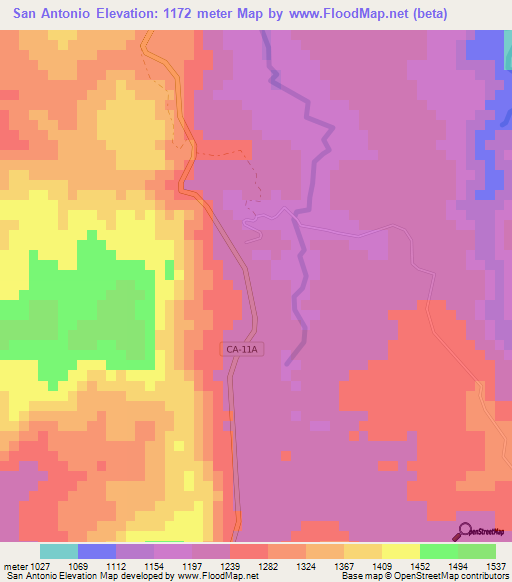 San Antonio,Honduras Elevation Map