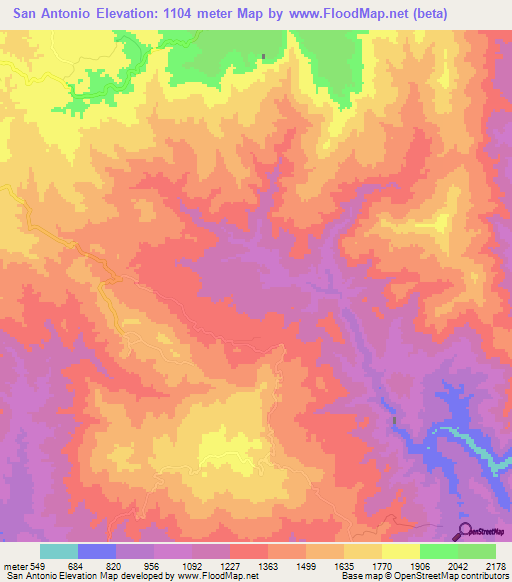 San Antonio,Honduras Elevation Map