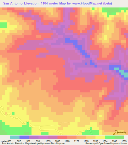 San Antonio,Honduras Elevation Map