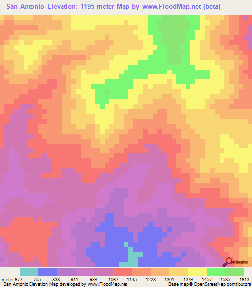 San Antonio,Honduras Elevation Map