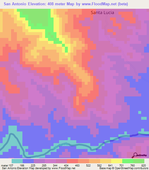 San Antonio,Honduras Elevation Map