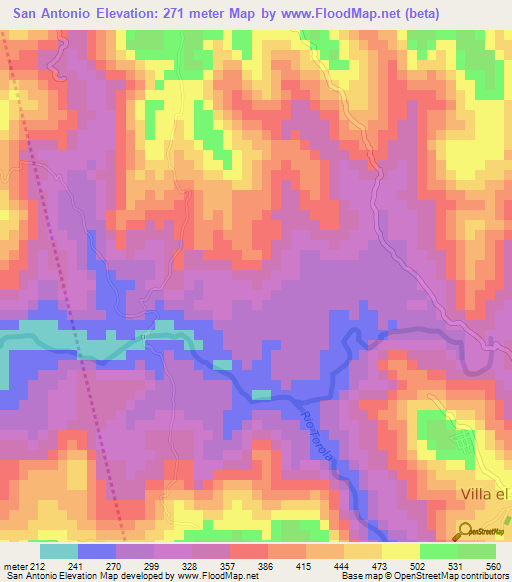 San Antonio,Honduras Elevation Map