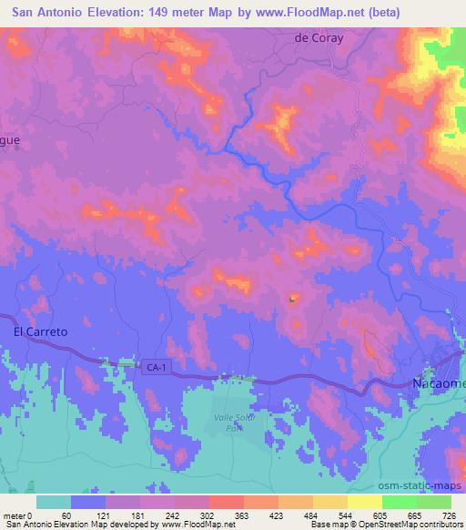 San Antonio,Honduras Elevation Map