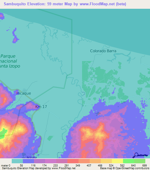 Sambuquito,Honduras Elevation Map