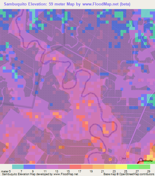 Sambuquito,Honduras Elevation Map
