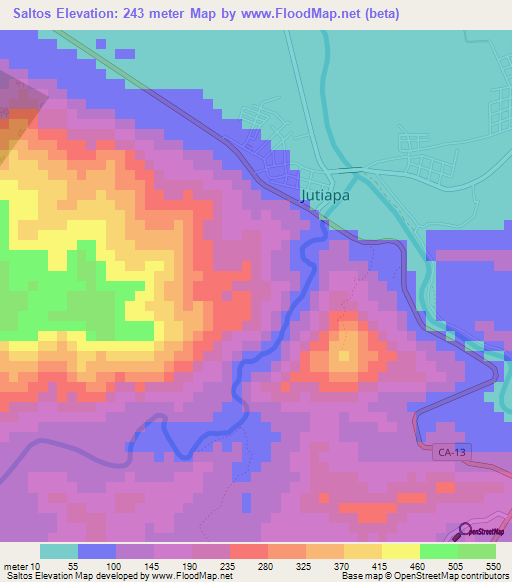 Saltos,Honduras Elevation Map
