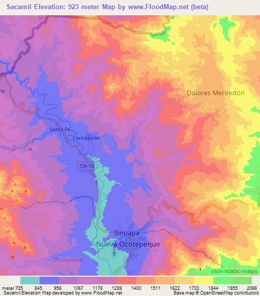 Sacamil,Honduras Elevation Map