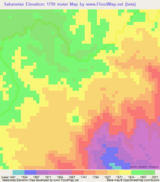 Sabanetas,Honduras Elevation Map