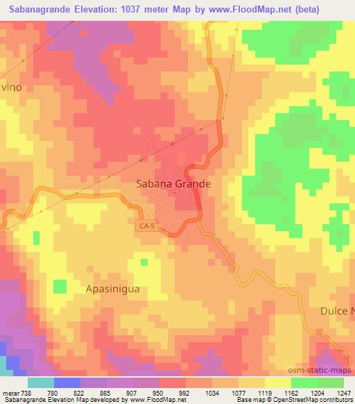 Sabanagrande,Honduras Elevation Map