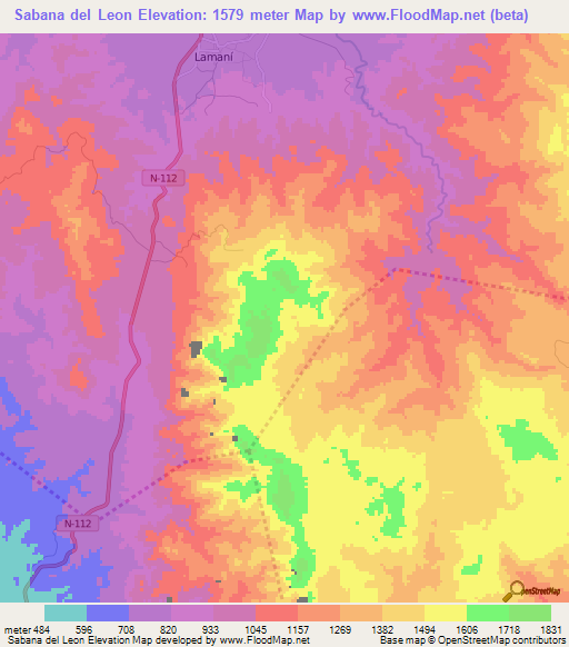 Sabana del Leon,Honduras Elevation Map