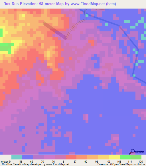 Rus Rus,Honduras Elevation Map