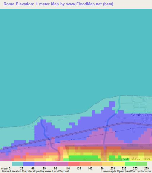 Roma,Honduras Elevation Map