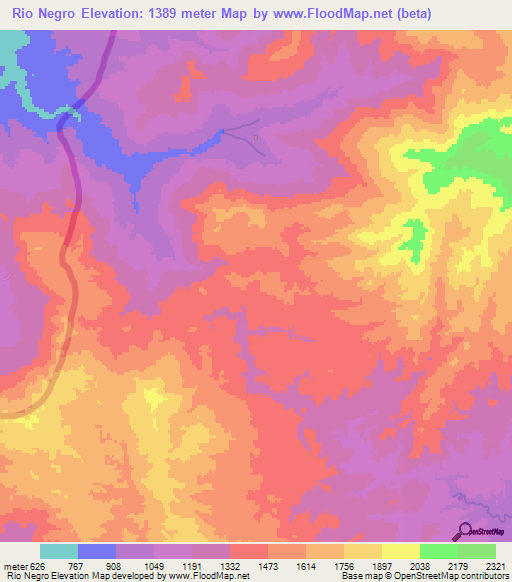 Rio Negro,Honduras Elevation Map