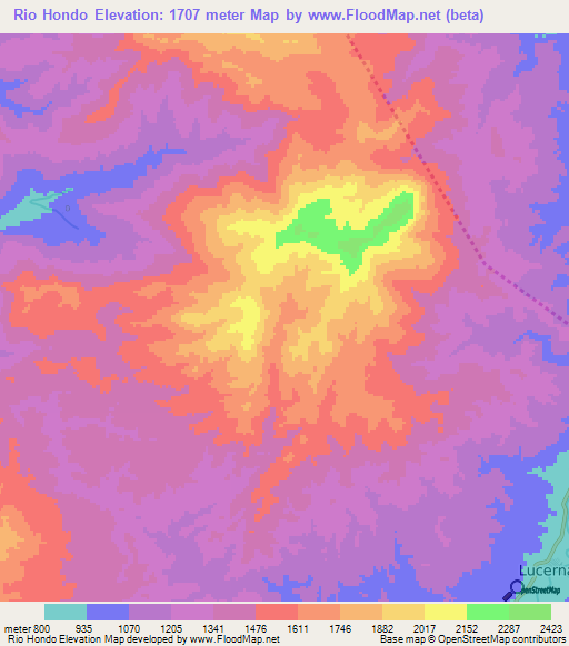 Rio Hondo,Honduras Elevation Map