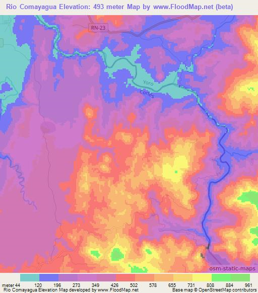 Rio Comayagua,Honduras Elevation Map