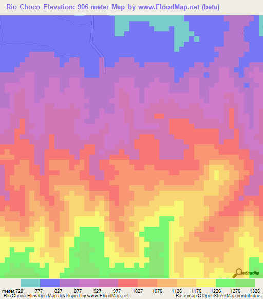 Rio Choco,Honduras Elevation Map