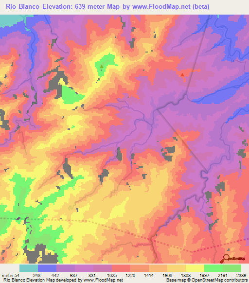 Rio Blanco,Honduras Elevation Map