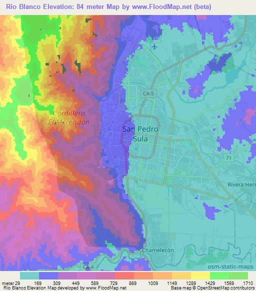 Rio Blanco,Honduras Elevation Map