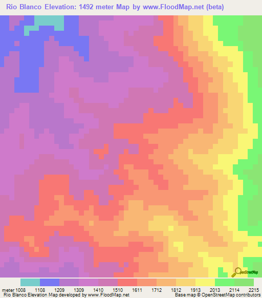 Rio Blanco,Honduras Elevation Map