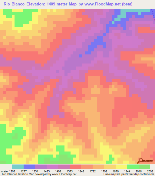 Rio Blanco,Honduras Elevation Map