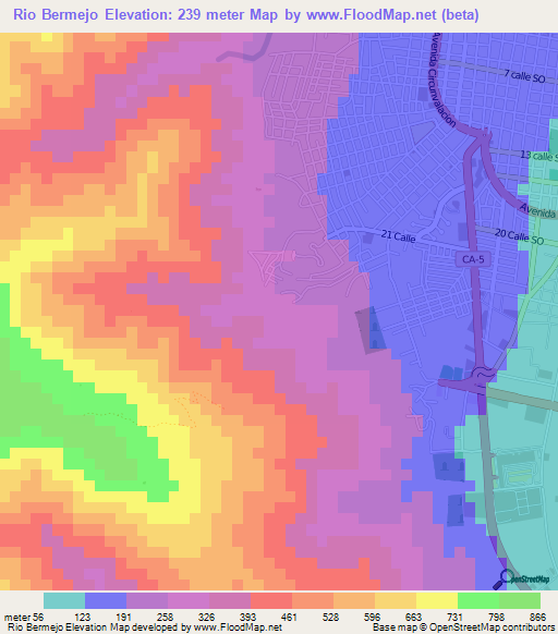 Rio Bermejo,Honduras Elevation Map