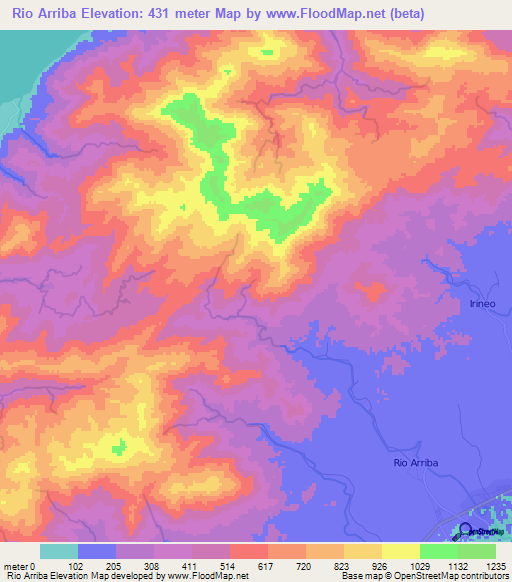 Rio Arriba,Honduras Elevation Map