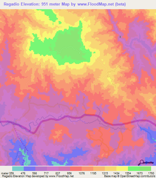 Regadio,Honduras Elevation Map