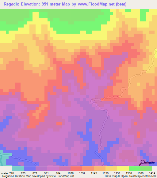 Regadio,Honduras Elevation Map