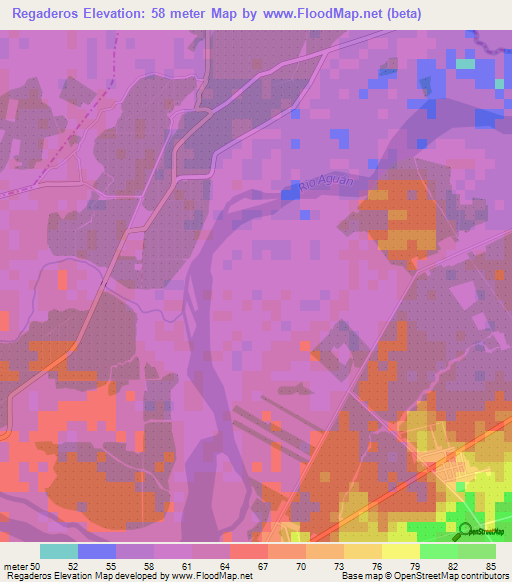 Regaderos,Honduras Elevation Map