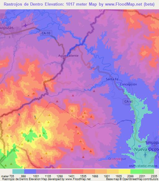 Rastrojos de Dentro,Honduras Elevation Map