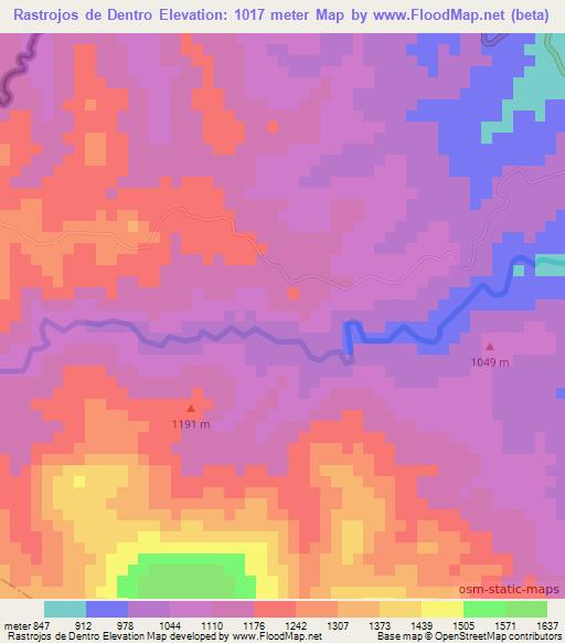 Rastrojos de Dentro,Honduras Elevation Map