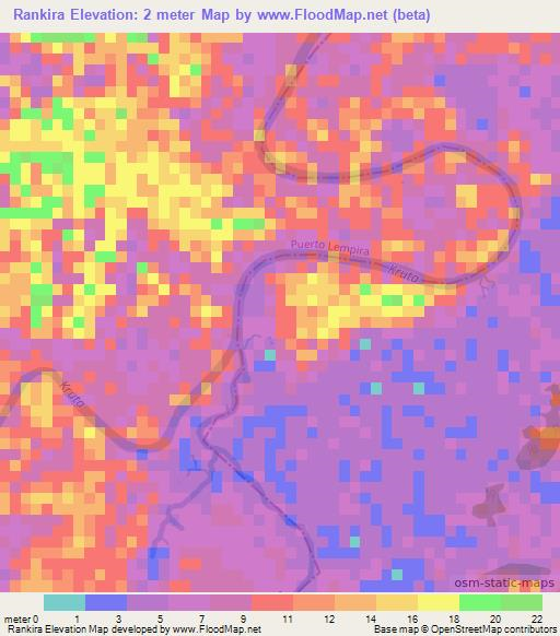 Rankira,Honduras Elevation Map