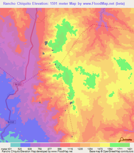 Rancho Chiquito,Honduras Elevation Map