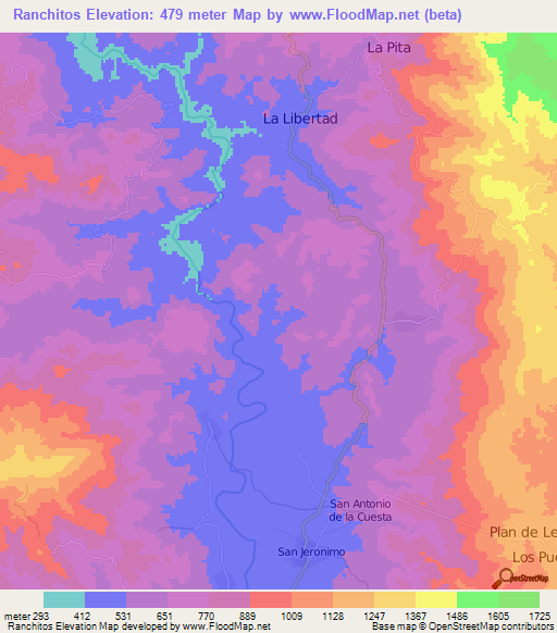 Ranchitos,Honduras Elevation Map