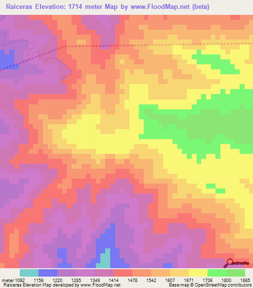 Raiceras,Honduras Elevation Map