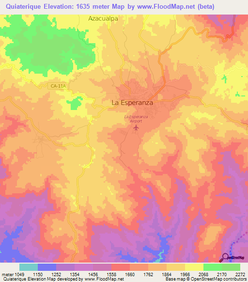 Quiaterique,Honduras Elevation Map