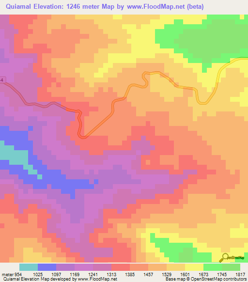 Quiamal,Honduras Elevation Map
