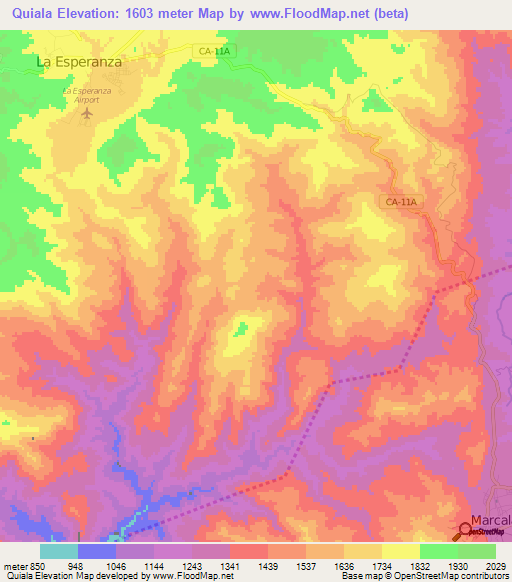 Quiala,Honduras Elevation Map